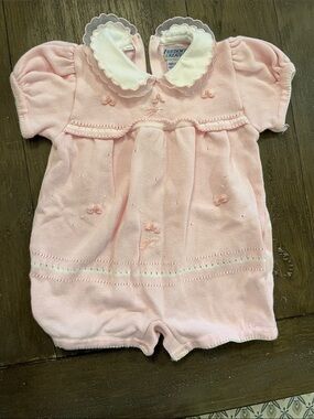 3 month Friedknit Creations Pink Knit Baby One-Piece Footie